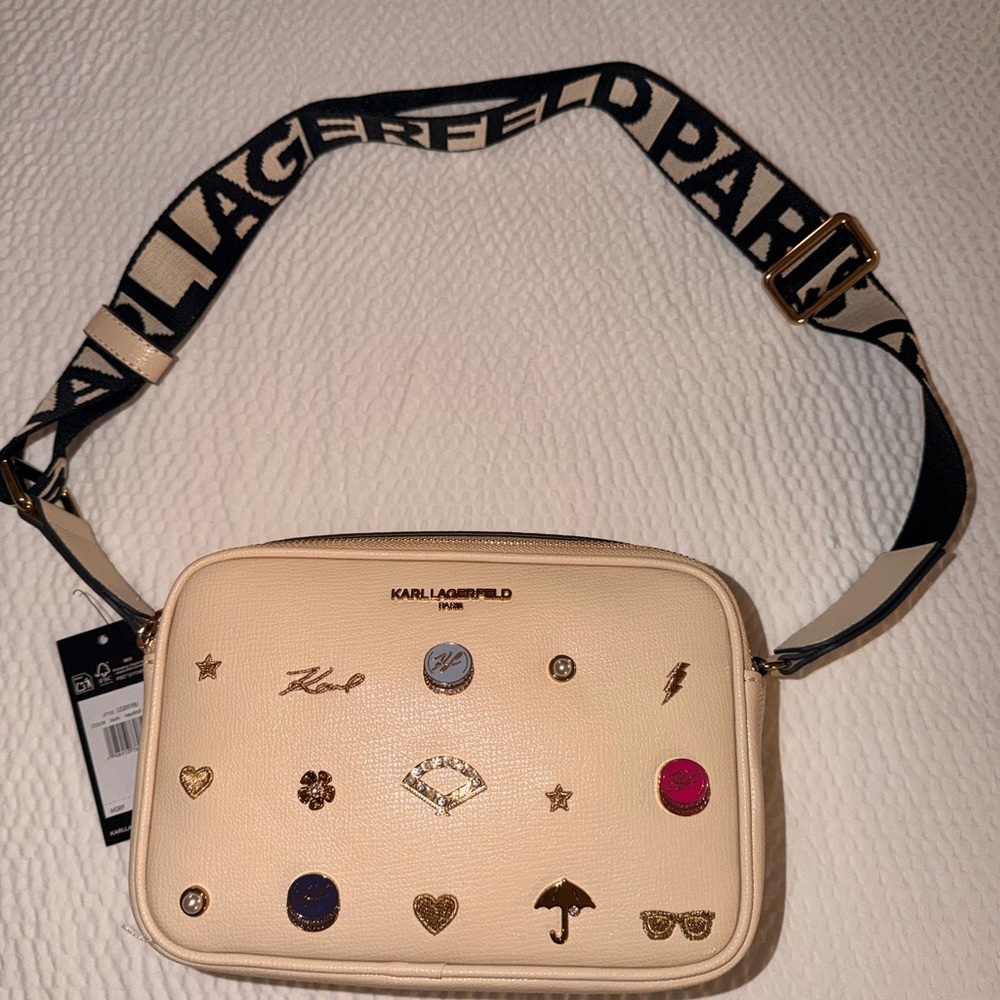 Karl Lagerfeld Paris Maybelle Crossbody Camera Bag – NWT – Neutral Multi